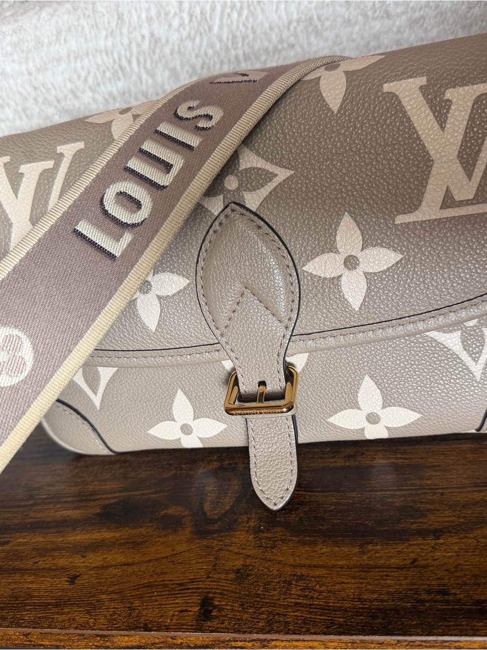 Louis Vuitton Taupe and Cream Monogram Crossbody Bag - Picture 1 of 4